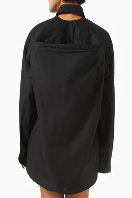 Buy Balenciaga Black Suspended Shirt Mini Dress in Cotton