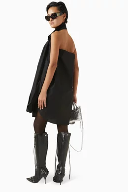Buy Balenciaga Black Suspended Shirt Mini Dress in Cotton