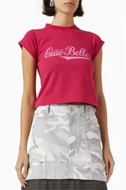 Buy Balenciaga Pink Ciao Bella Shrunk T-shirt for Women