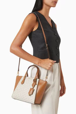 Buy Michael Kors White Small Taryn Tote Bag in Coated Canvas for