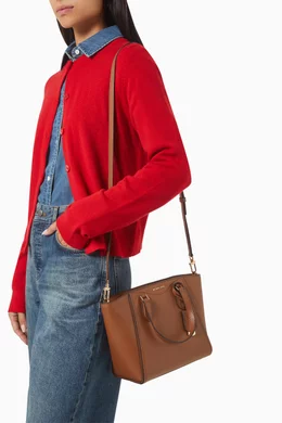 Alessa small pebbled leather satchel top