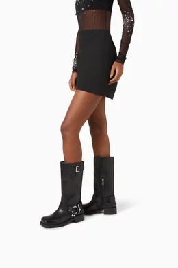 Buy Michael Kors Black Crosby Moto Boots in Leather for Women Online Ounass Kuwait