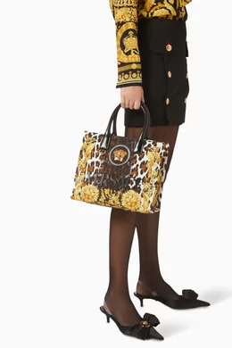 Buy Versace Multicolour Small Wild Barocco Tote Bag in Canvas for