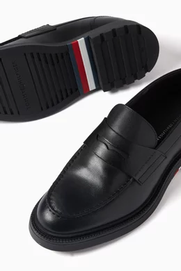 Buy Tommy Hilfiger Black Chunky Sole Loafers in Leather for Men