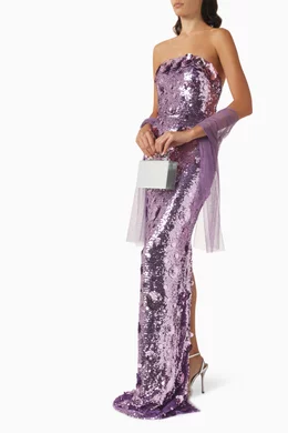 Buy Jovani Purple Sequin-embellished Strapless Gown for Women Online |  Ounass Kuwait