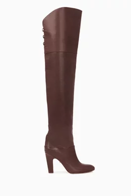Buy Chloe Burgundy Eve Thigh High Boots in Vintage effect Leather for Women Online Ounass Kuwait