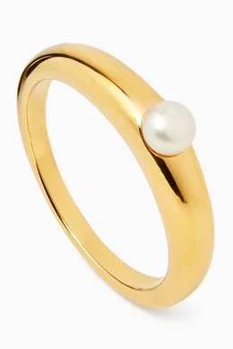 Buy Missoma White Button Pearl Stacking Ring in 18kt Recycled Gold
