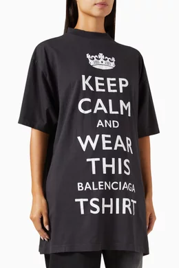 Buy Balenciaga Black Oversized Keep Calm T-shirt in Jersey