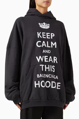 Buy Balenciaga Black Keep Calm Oversized Hoodie in Archetype