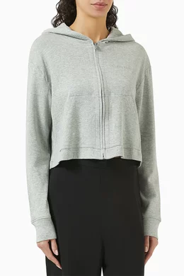 Buy Calvin Klein Grey Full Zip Hoodie in Modern Terry for Women Online Ounass Kuwait