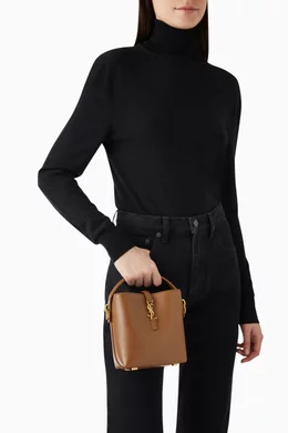 Buy SAINT LAURENT Brown Mini Le 37 Bucket Bag in Shiny