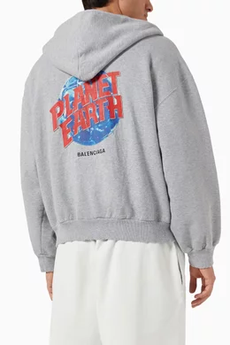 Buy Balenciaga Grey Planet Earth Zip-up Hoodie in Archetype-fleece