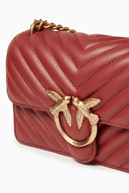 Buy PINKO Red Mini Love Icon Crossbody Bag in Quilted Leather for