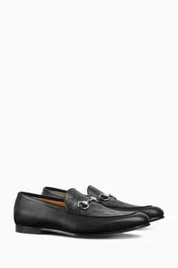 Gucci Black Embossed Loafers Gucci Black Leather Horsebit Embossed Slip On Loafers Size  main image 3