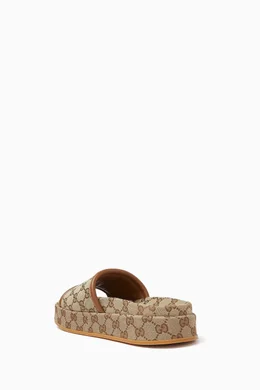 Buy Gucci Neutral GG Platform Slide Sandals in Logo Canvas for