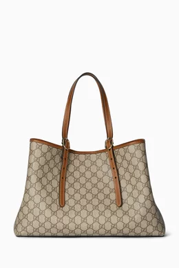Buy Gucci Brown GG Emblem Medium Tote Bag in Monogram Canvas for