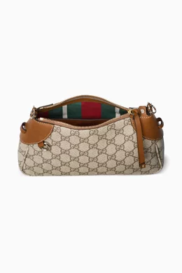 Buy Gucci Brown GG Emblem Small Shoulder Bag in Monogram Canvas