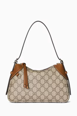 Buy Gucci Brown GG Emblem Small Shoulder Bag in Monogram Canvas