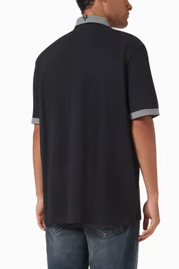 Buy Armani Exchange Blue Striped-trim Polo Shirt for Men Online