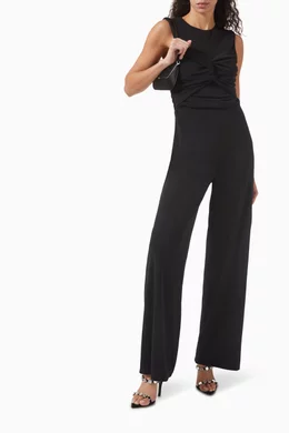 Buy Mossman Black Eavesdrop Ruched Jumpsuit in Matte jersey for Women Online Ounass Kuwait