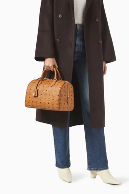 Ella Boston Mcm Boston Cognac Buy MCM Brown Medium Ella Boston Bag In  Coated-canvas For Women