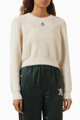 Buy Kith Neutral Mica Crest Sweater in Mohair for Women Online 
