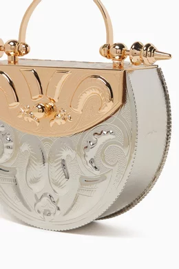 Minaudiere Okhtein Bags Oval Minaudiere Top-handle Bag In Gold