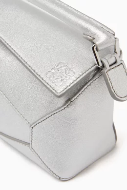 Buy LOEWE Silver Mini Puzzle Edge Bag in Metallic Leather for Women Online  | Ounass Kuwait