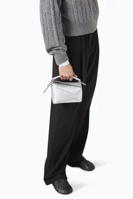 Buy LOEWE Silver Mini Puzzle Edge Bag in Metallic Leather for Women Online  | Ounass Kuwait