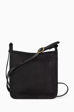 Buy Longchamp Black Small Le Foulonné Crossbody Bag in Leather for