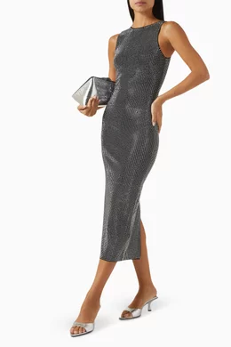 good american crystal midi dress Good American Scuba Crystal Midi Dress In White - 54% Off