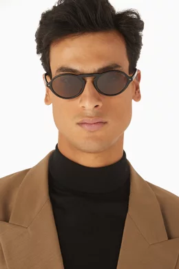 Buy Giorgio Armani Grey Oval Sunglasses in Acetate for Men Online