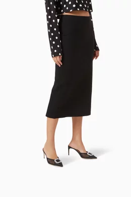 【MALONE SOULIERS】MONA 70 BLACK POLKA DOT SATIN MULES Black Polka Dot Satin with Embellishment | Malone Souliers