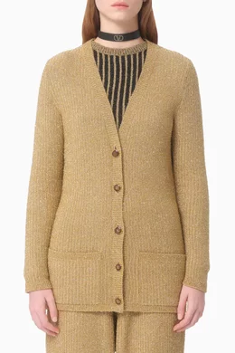 Buy Valentino Garavani Metallic V-neck Cardigan in Lurex for