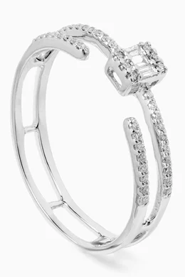 Buy L'azurde White Layered Diamond Ring in 18kt White Gold for