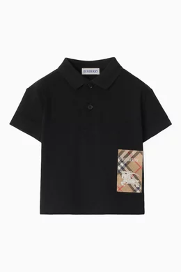 Buy Burberry Black Check Label Polo Shirt in Cotton Pique for Baby Boys Online Ounass Kuwait