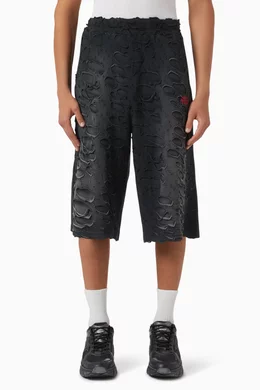 Buy Diesel Black P-Echio Sweat Shorts in Cotton for Men Online