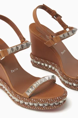 Buy Christian Louboutin Brown Pyraclou 110 Espadrille Wedges in