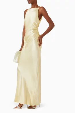 limosina halter maxi dress champagne Limosina Halter Maxi Dress Navy