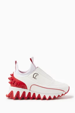 Buy Christian Louboutin White Mini Sharkyloub Sneakers in Leather