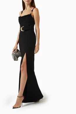 Buy Rebecca Vallance Black Lucine Belted Gown for Women