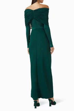 Buy Christopher Esber Green Sonora Veiled Maxi Dress in Viscose Blend for  Women Online | Ounass Kuwait