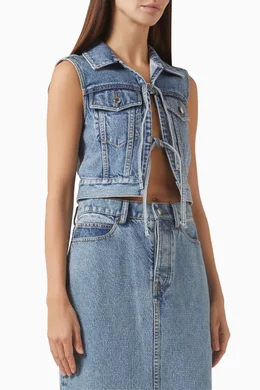 Buy Alexander Wang Blue Embellished Tie-front Vest in Denim