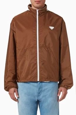 Buy Prada Brown Logo Jacket in Re-Nylon for Men Online | Ounass Kuwait
