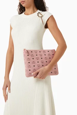 Buy MCM Pink Aren Crossbody Pouch in Visetos Canvas for Women
