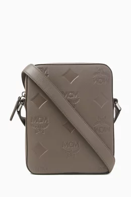 Buy MCM Grey Mini Klassik Monogram Crossbody Bag in Leather for Men Online Ounass Kuwait