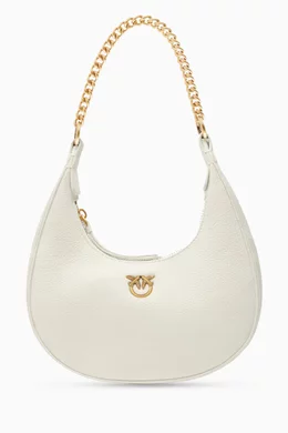 Buy PINKO White Mini Brioche Hobo Shoulder Bag in Leather