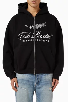 Buy Cole Buxton Black International Zipped Hoodie for Men Online