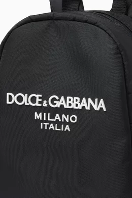 Buy Dolce Gabbana Black Logo-print Backpack in Nylon for Boys