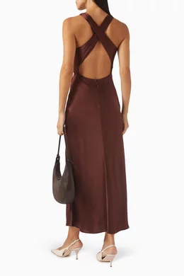 Buy Reformation Brown Casette Maxi Dress in Silk for Women Online